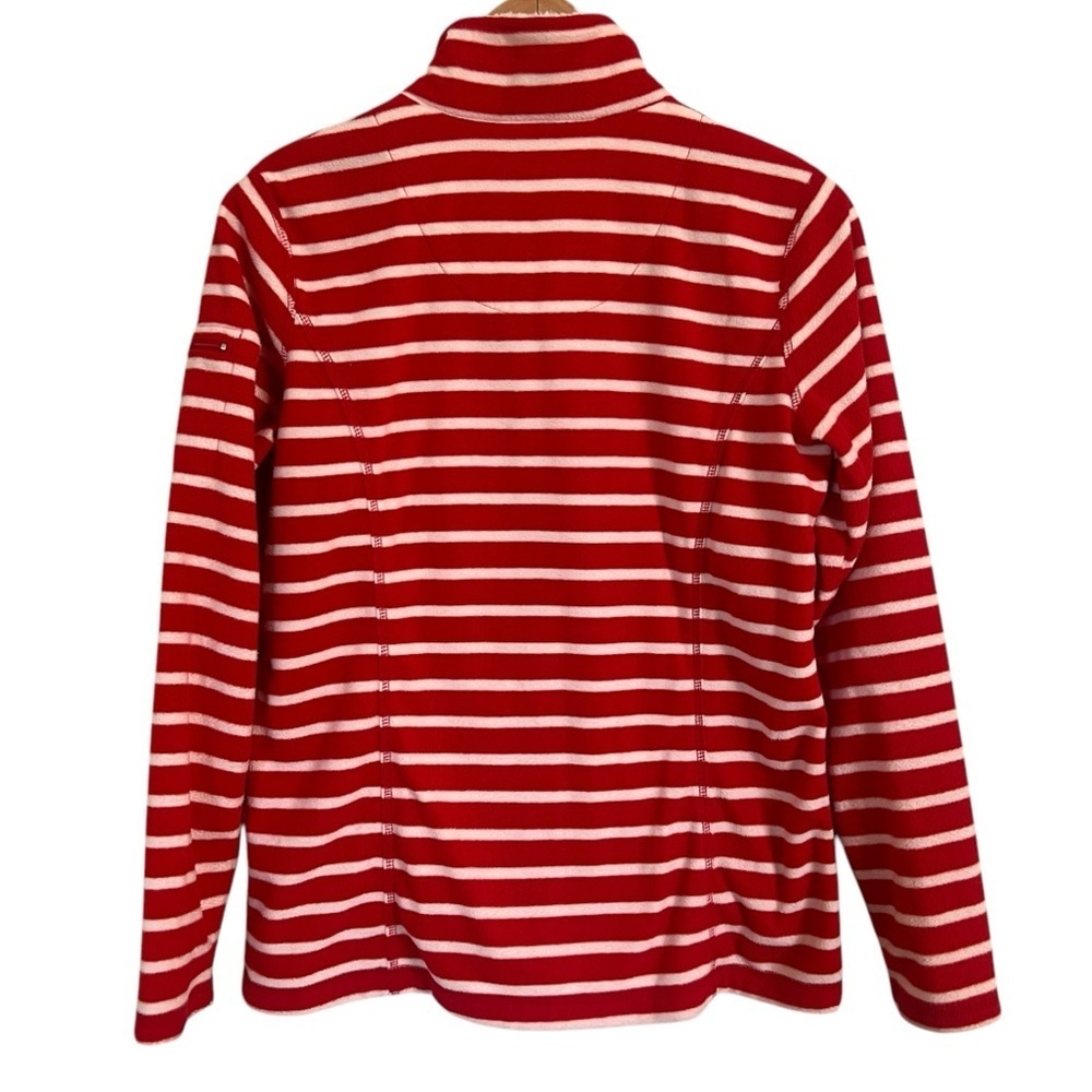L.L. Bean Women’s Red and White Striped Full Zip Fleece Jacket Size Small - Picture 3 of 11